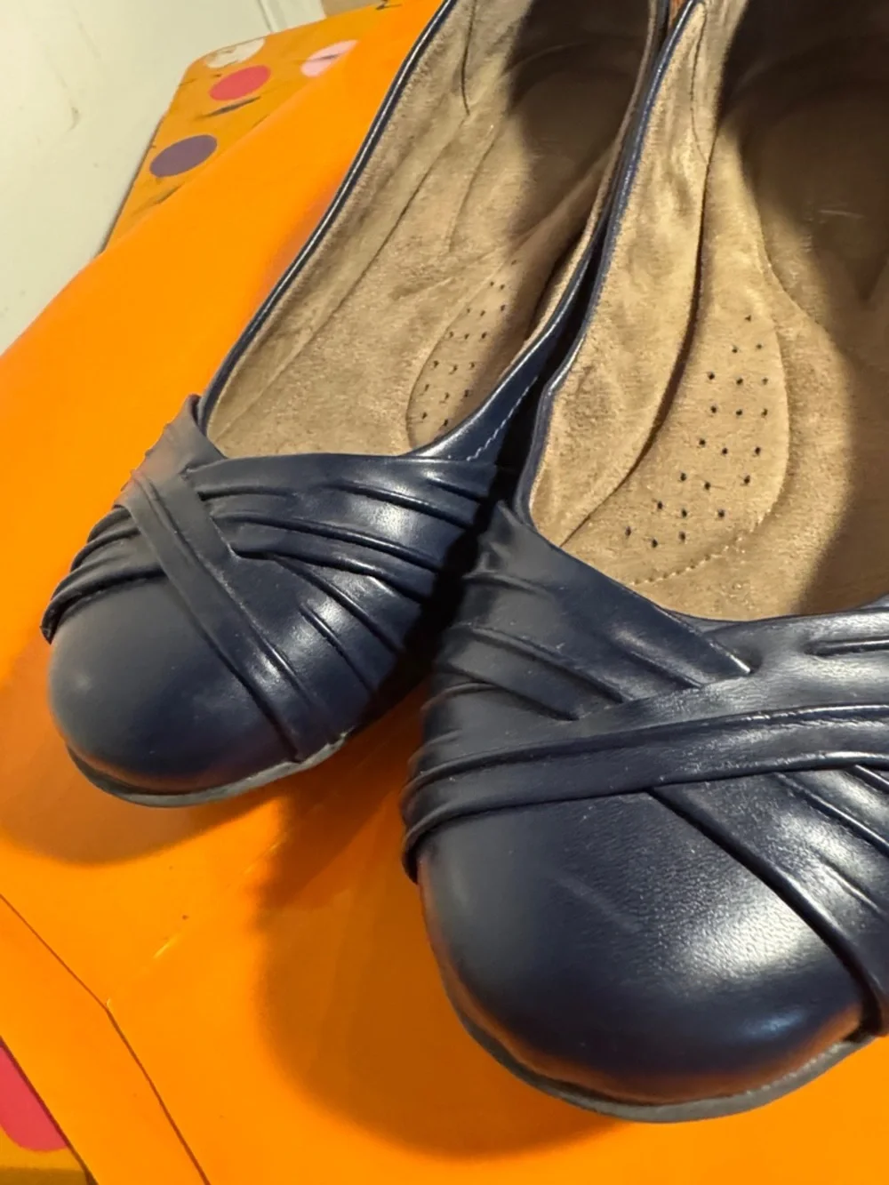 Naturalizer Navy Pleated Toe Ballet Flats